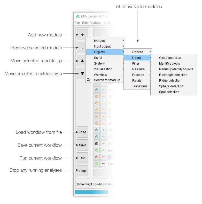 Editing view control panel